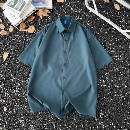 Summer Thin Section Traceless Half-sleeve Shirt Men's Korean Style