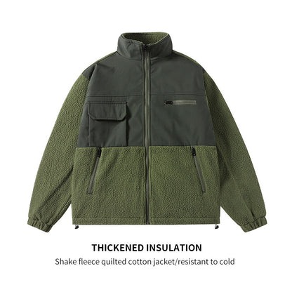 Cross Loose Lapel Fleece Warm Casual Men's Jacket