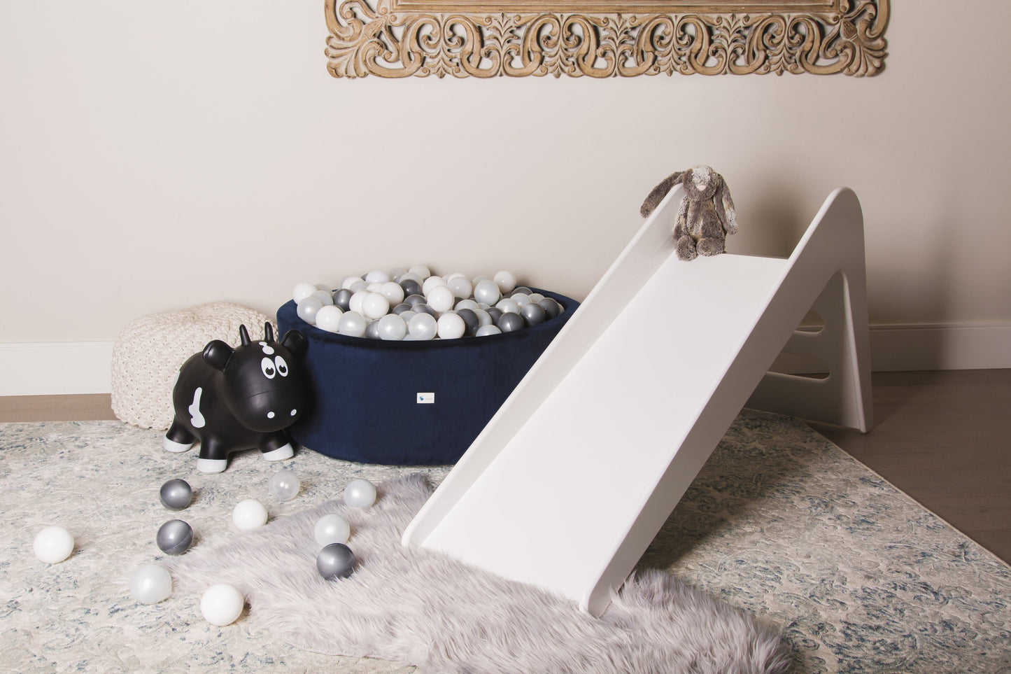 Timeless White Wooden Indoor Slide