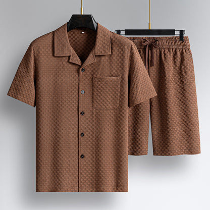 Lapel Short Sleeve Shorts Suit