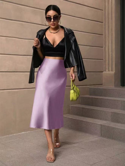 Elegant Line Satin Skirt