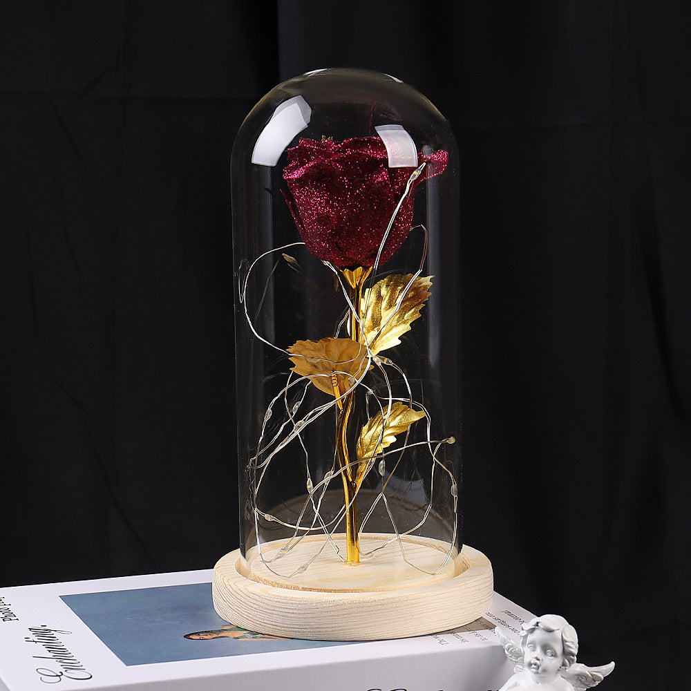 Rose Flowers LED Light In Glass