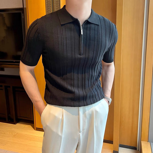 Casual Zipper Short Sleeve Men's Retro