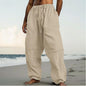 Beach Straight-leg Pants Plain Color Comfortable