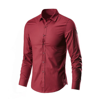 Men White Casual Suit Shirt Solid Color