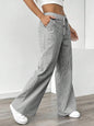 New Striped Trousers With Pockets Casual Versatile Loose Wide Leg