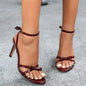 Women's Pointed Patent Leather Strap Cross Ankle Strap Stiletto Sandals High Heels