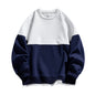 Trendy Contrast Color Matching Fake Two-piece Round Neck Sweater