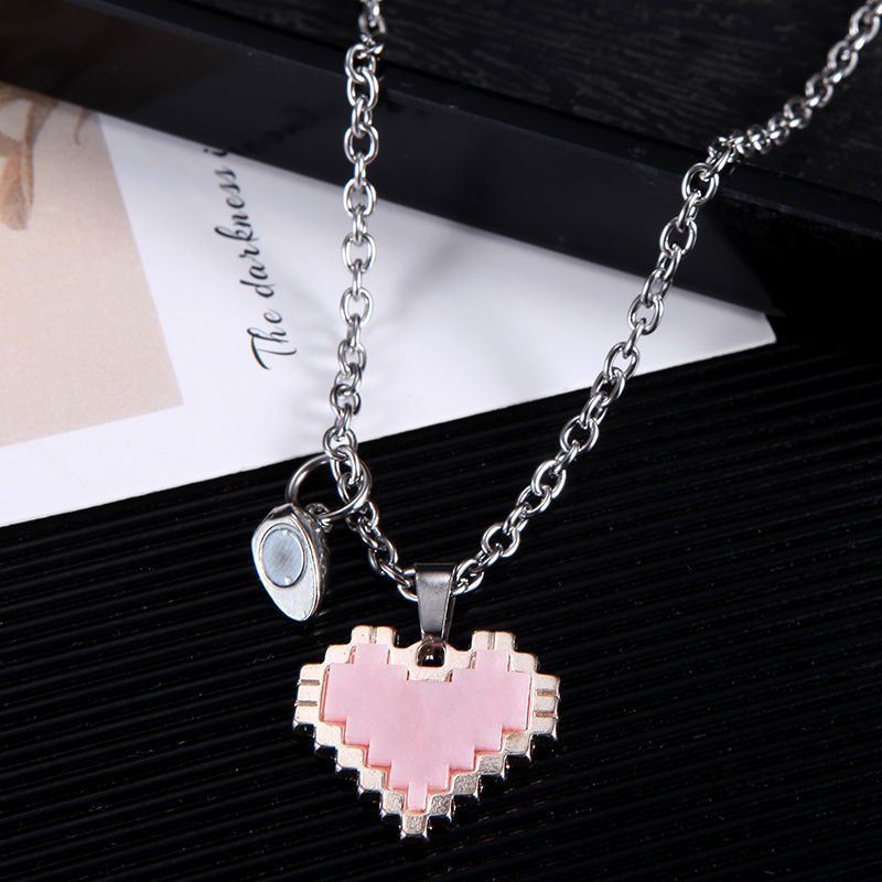 2pcs Magnetic Heart-shaped Mosaic Necklace Fashion Personality Couple