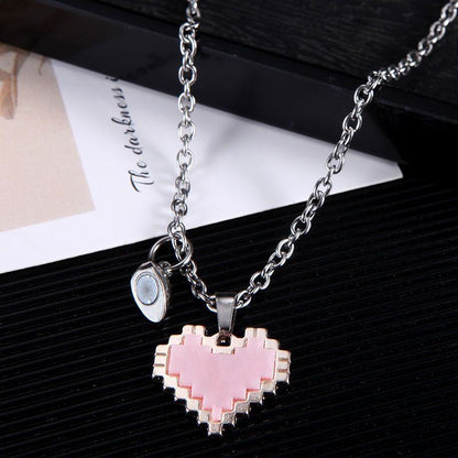 2pcs Magnetic Heart-shaped Mosaic Necklace Fashion Personality Couple