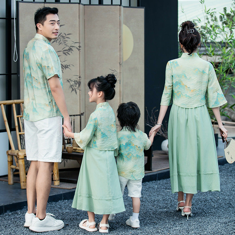 Parent-child Chinese Style Cheongsam Outfits