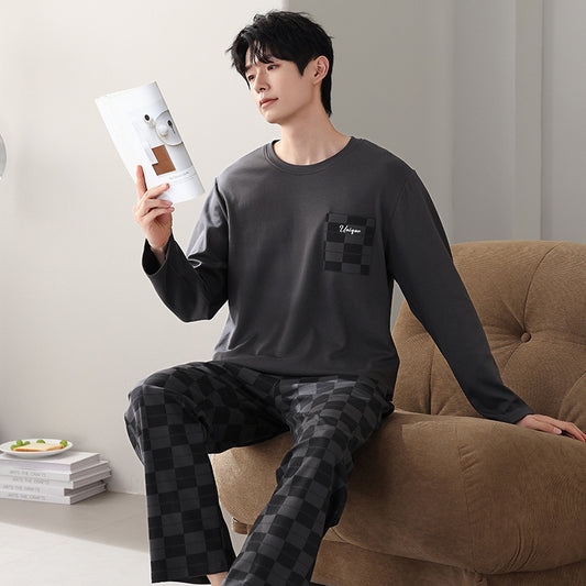 New Cotton Long Sleeve Full Cotton Casual Pajamas