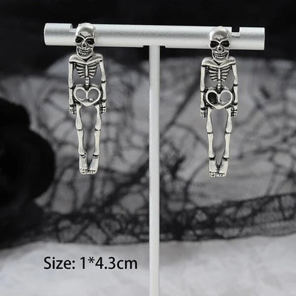 Halloween Earrings Skull Simulation Human Skeleton Detachable Stud