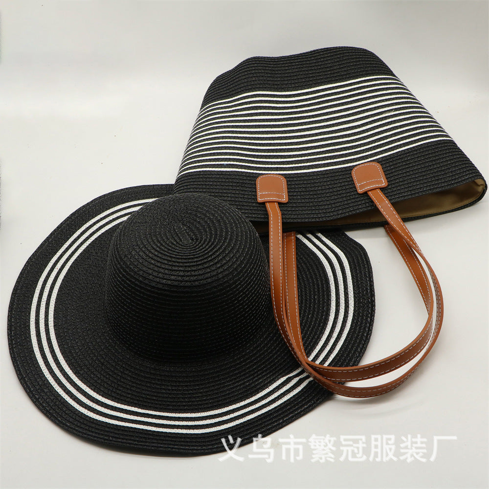 Straw Hat Bag Two-piece Set Seaside Vacation