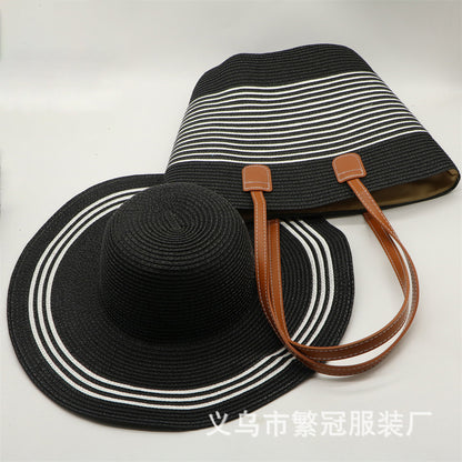 Straw Hat Bag Two-piece Set Seaside Vacation