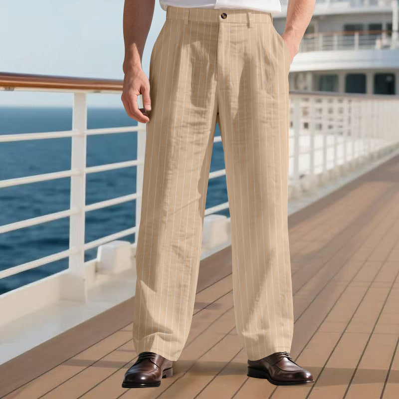 Simple Vertical Straight Men's Casual Pants