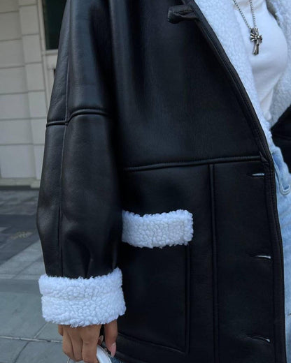 Leather And Fur Coat Women