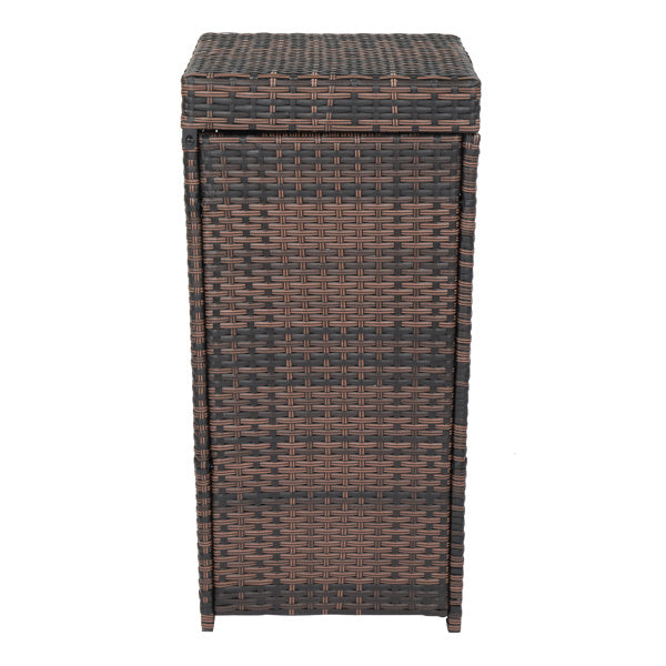 Brown Gradient Woven Rattan Trash Can With Top Cover