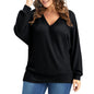 Plus Size Women's Shirt Long Sleeve V-neck