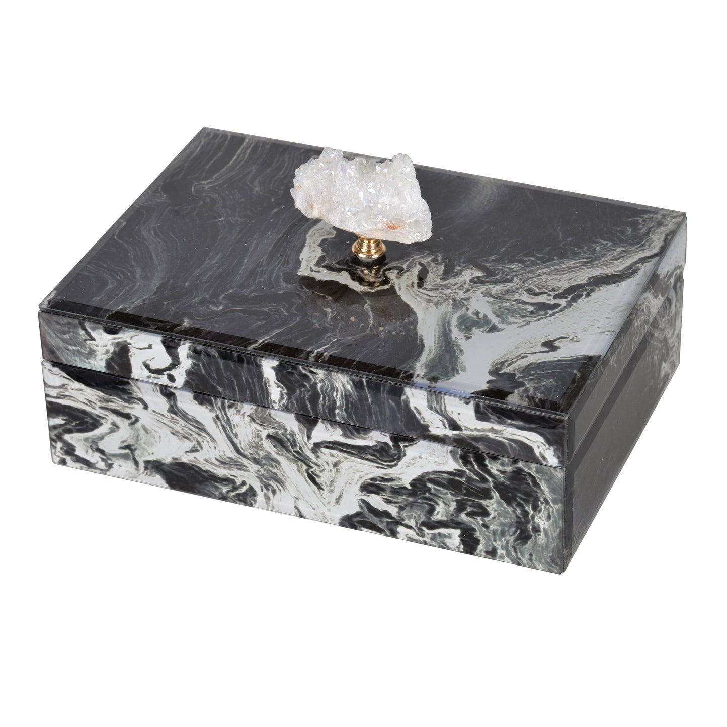 10' x 7' x 5' Black Marbled Jewelry Box, Stackable Decorative Storage
