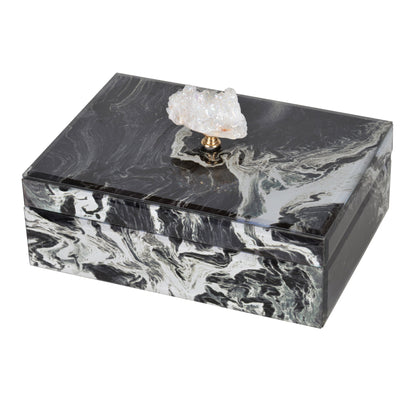 10' x 7' x 5' Black Marbled Jewelry Box, Stackable Decorative Storage