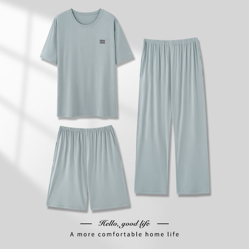 Men's Pajamas Thin Three-piece Home Wear