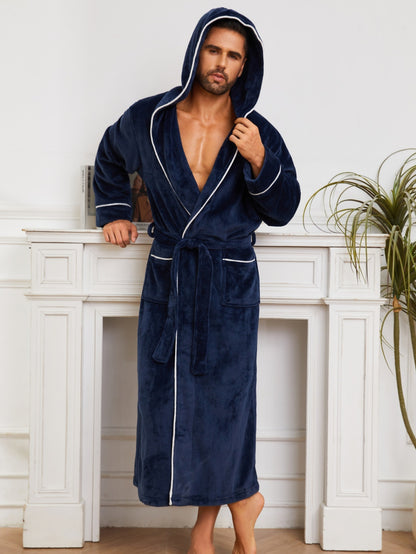 Fashion Men's Flannel Bathrobe Pajamas