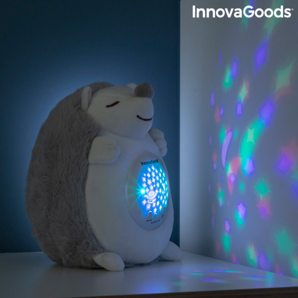 Hedgehog Soft Toy with White Noise and Nightlight Projector Spikey