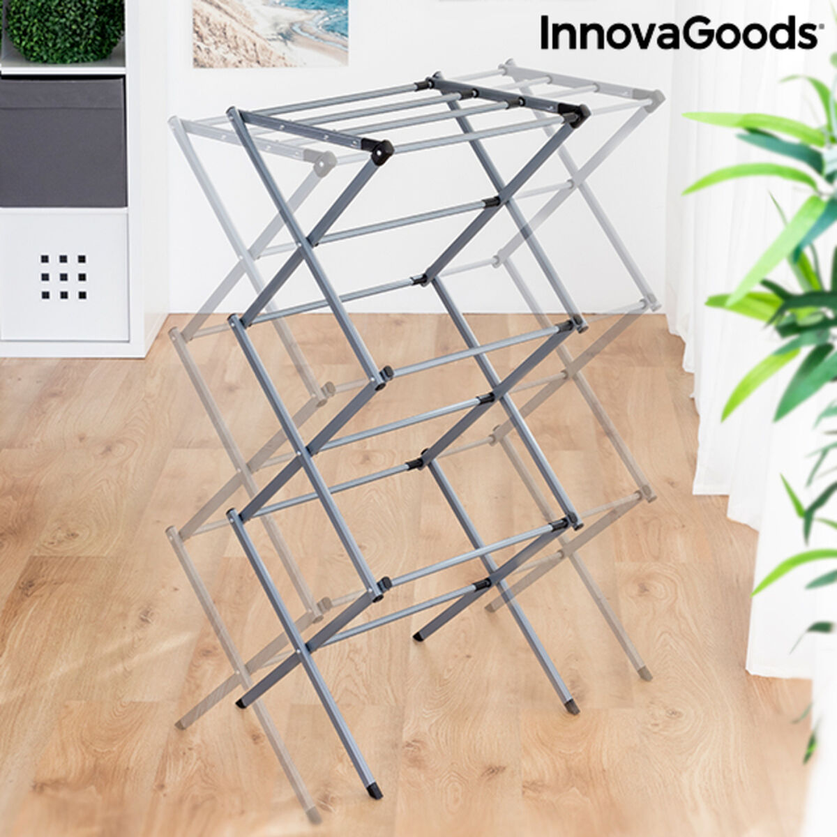 Folding and Extendable Metal Clothes Dryer with 3 Levels Cloxy