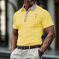 Polyester Printed Solid Color Polo Shirt Short Sleeve Men
