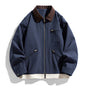 American Retro Workwear Autumn Loose Contrast Color Lapels Couple Jacket
