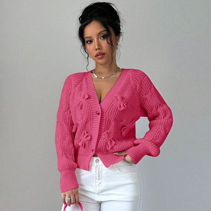 Women's Long Sleeve Bowknot Knitwear Cardigan