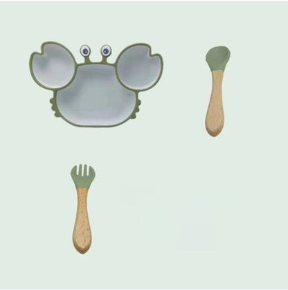 Silicone Baby Dishes for Children's Tableware Plate Non-slip Baby