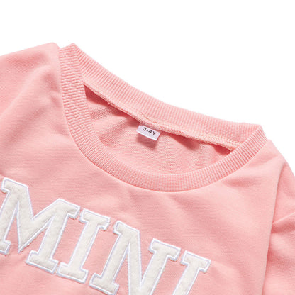 Letter Printed Sweater Matching Mother and Daughter