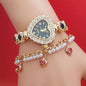 Fashion Love Shape Bracelet Watch Set Diamond Colored Heart Quartz