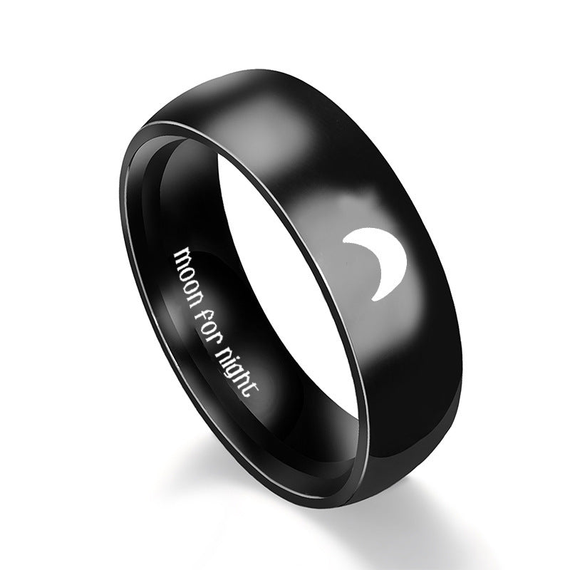 Stainless Steel Couple Rings Sun Moon