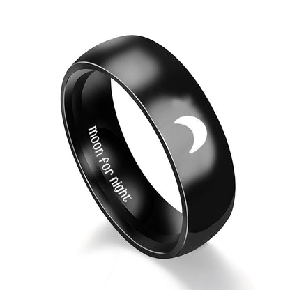 Stainless Steel Couple Rings Sun Moon
