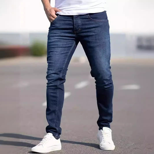 Fashionable Worn Slim Casual Jeans