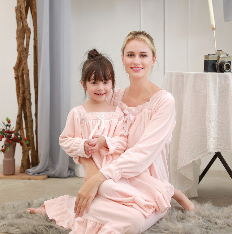 Mother daughter pajamas Warm Double-sided Velvet