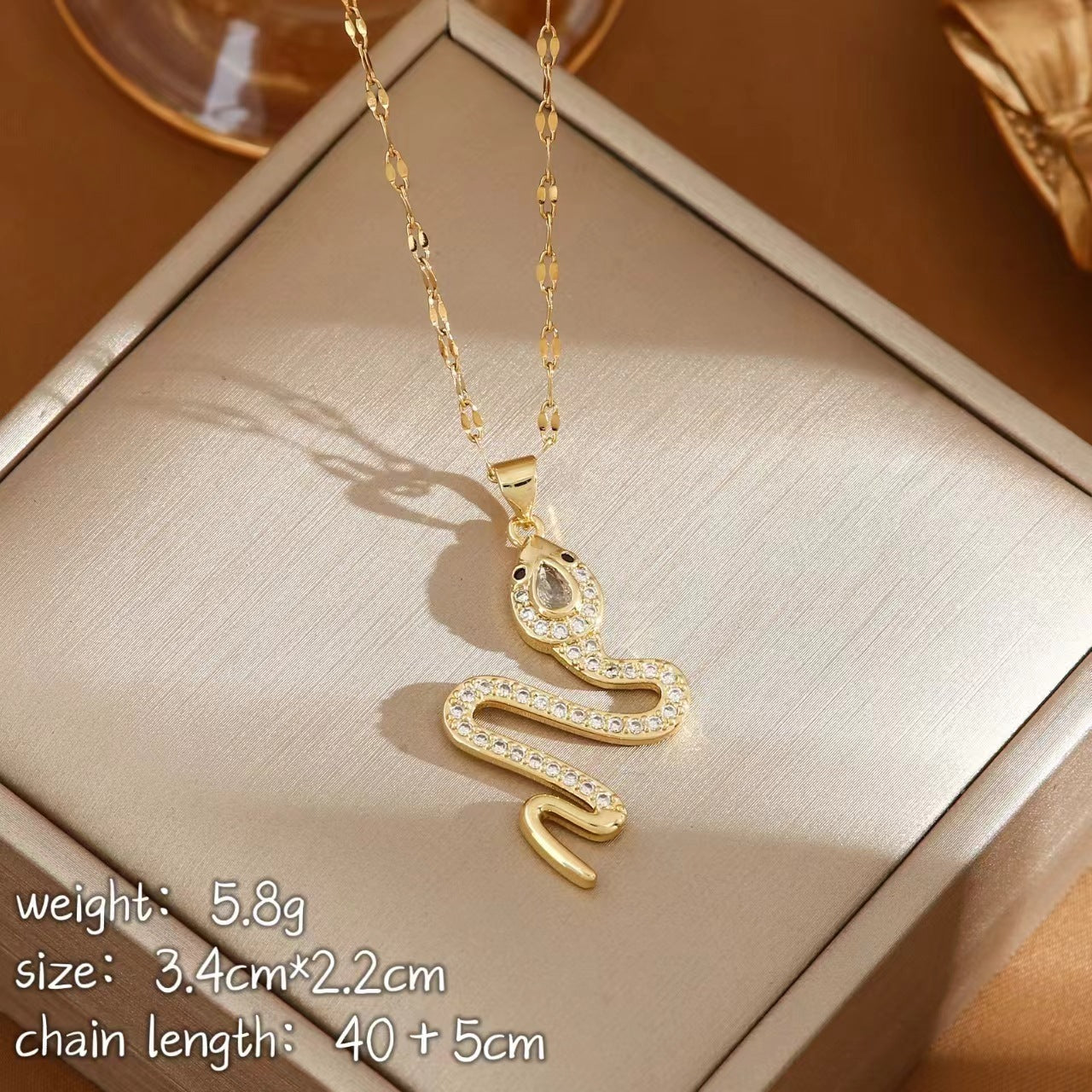 Fashion Personality Snake Necklace With Rhinestone Design Creative