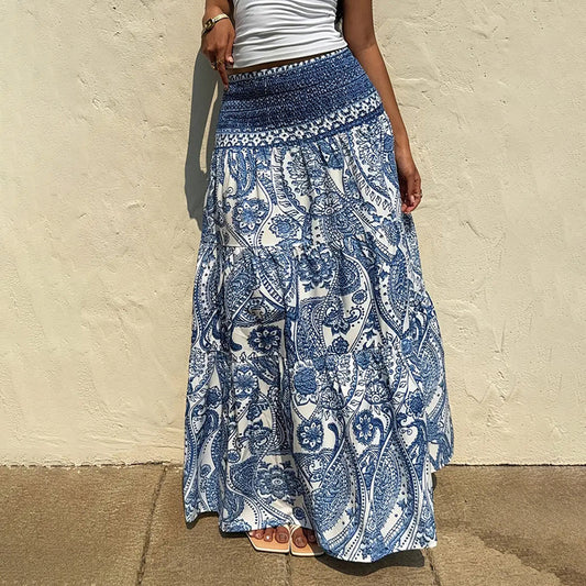 Women's Boho Floral Print Maxi Skirt