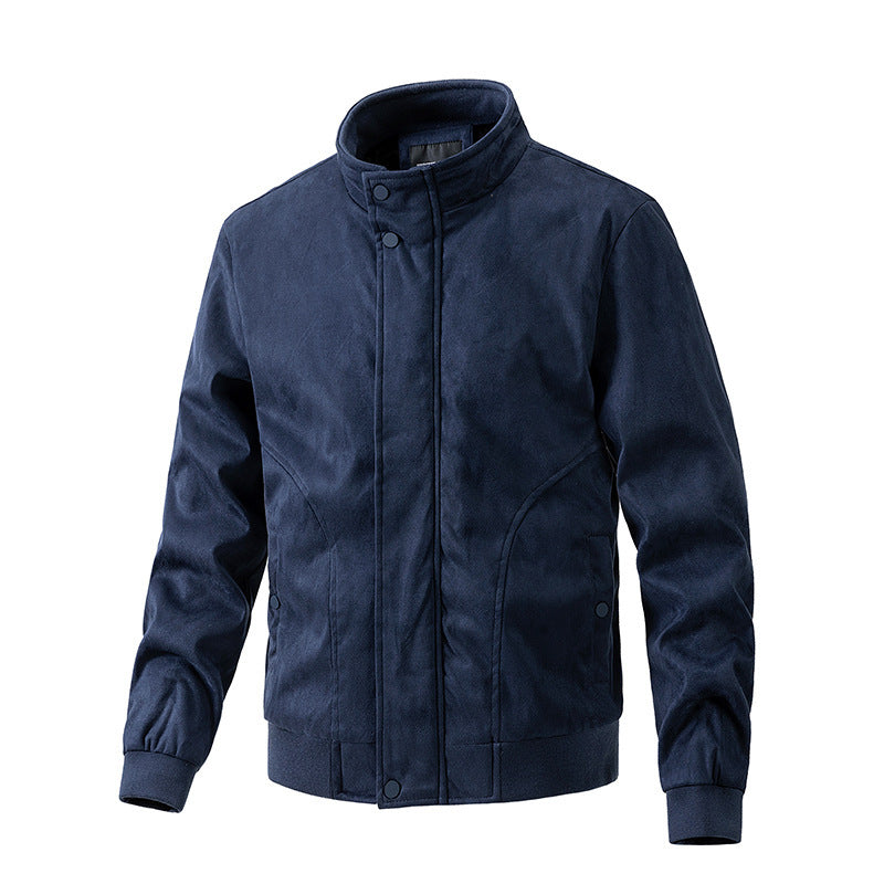 Men's Stand-up Collar Slim Fit Suede Jacket