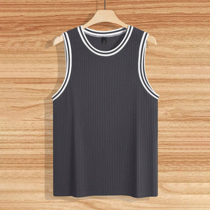 Knitted Vertical Stripes Fitness Sports Slim-fitting Vest