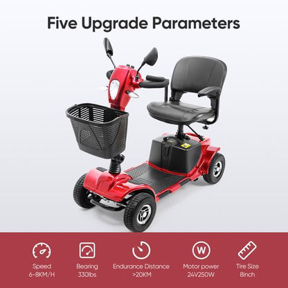 4-wheel Electric Scooter With Basket And Extended Battery