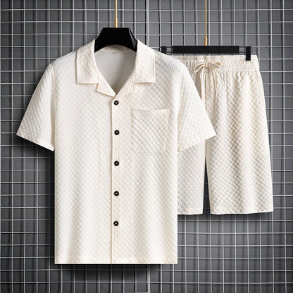 Lapel Short Sleeve Shorts Suit