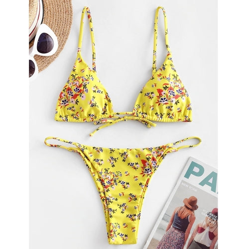 Summer Flowers Print Bikini Sexy Beach Swimming Suit Fashion Push Up