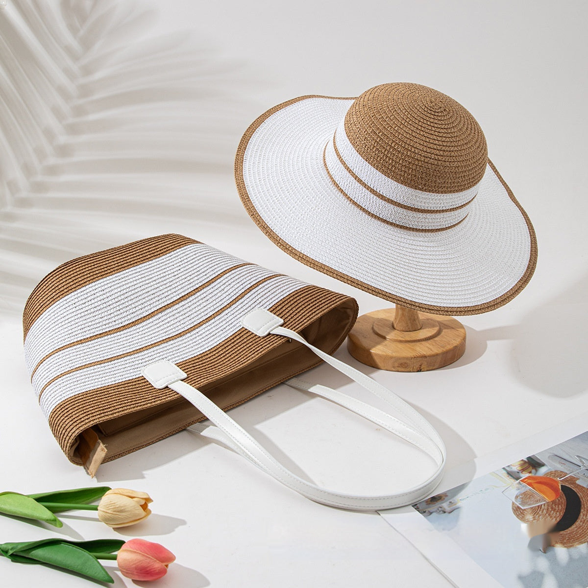 Straw Hat Bag Two-piece Set Seaside Vacation