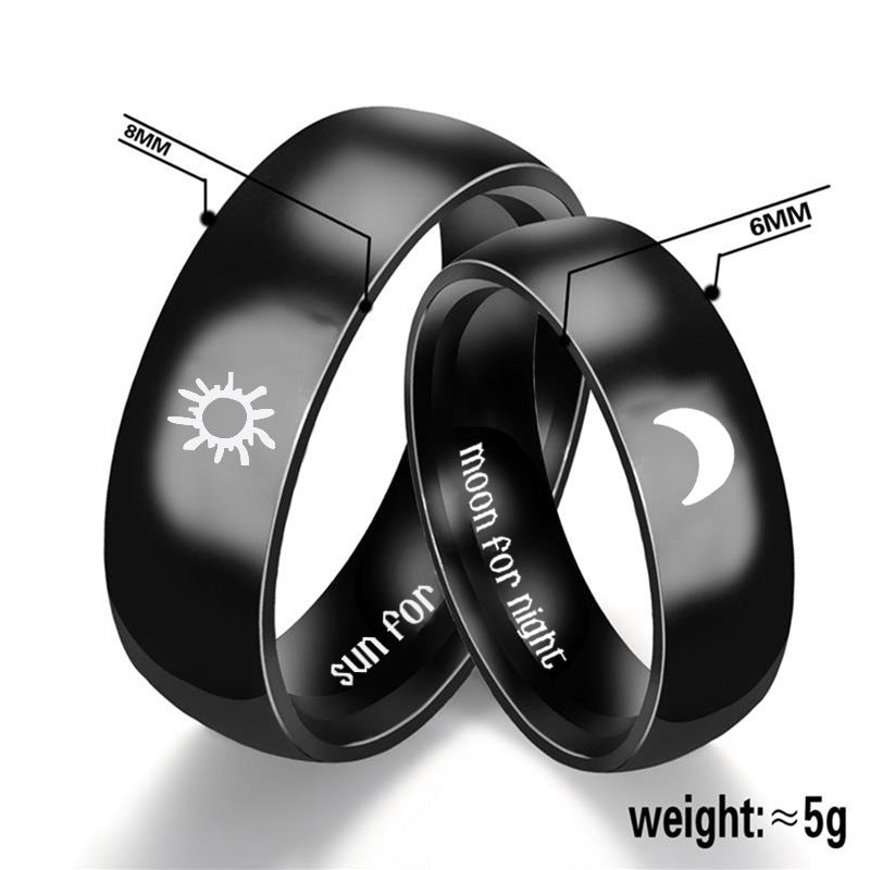 Stainless Steel Couple Rings Sun Moon