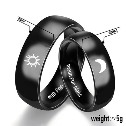 Stainless Steel Couple Rings Sun Moon