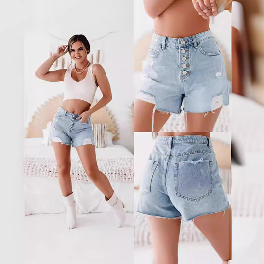 Raw Edge Denim Shorts